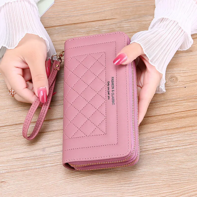 Women's Long PU Leather Wallet - Luxury Double Zipper Clutch with High Capacity, Phone Bag & Coin Purse (Fashion Design)