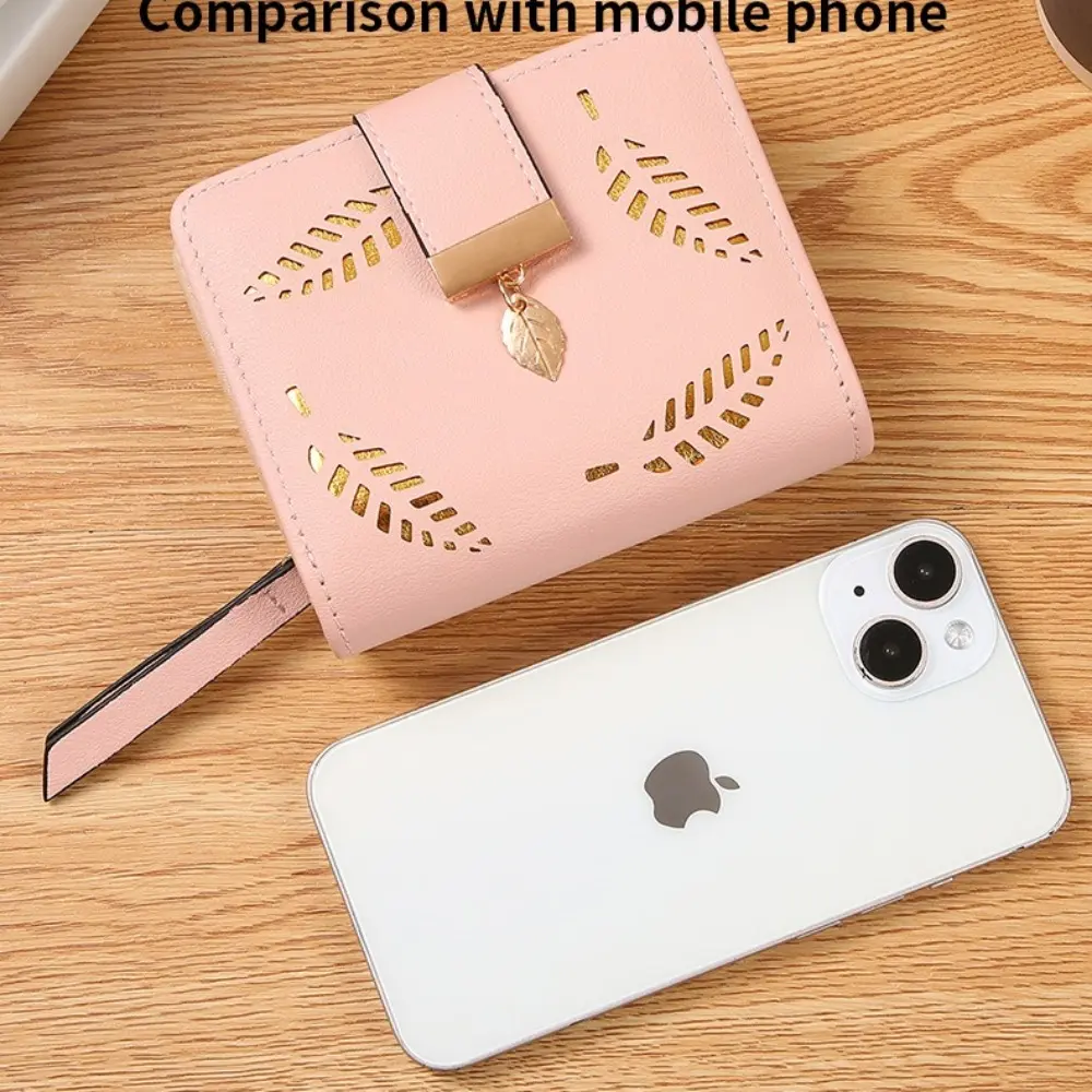 Luxury Women Wallet Leather Purse Short Zipper Clutch Bag Small Hollow Out Leaves Design Fashion Brand Wallets