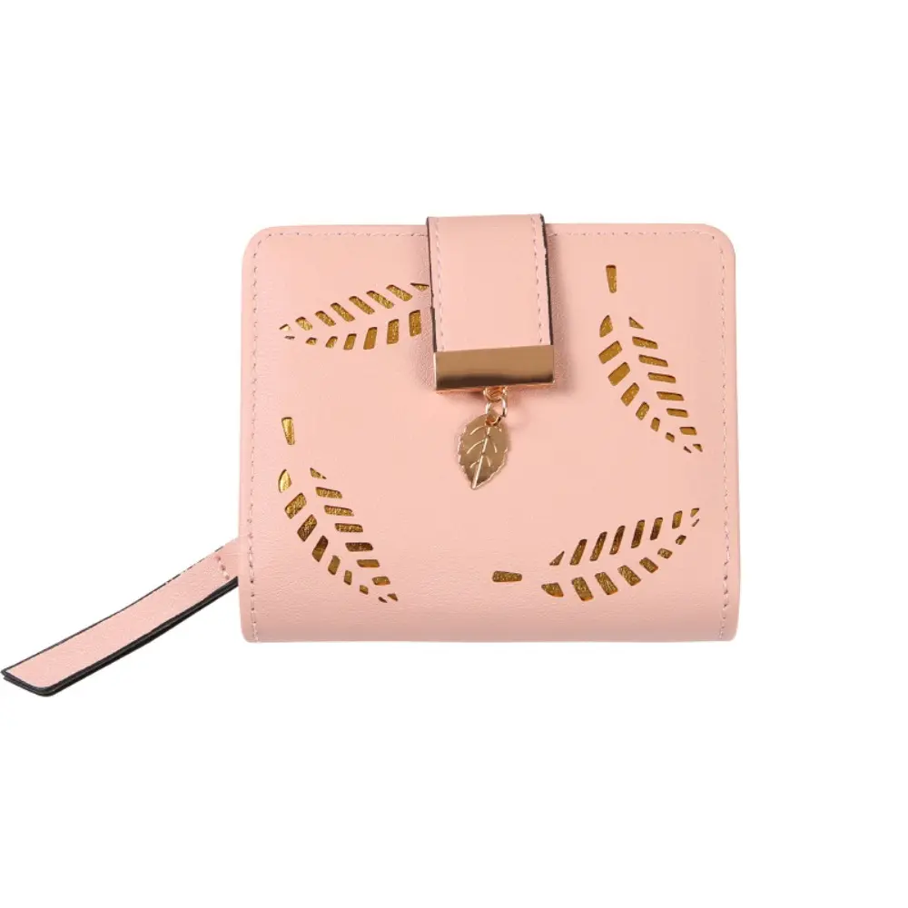 Luxury Women Wallet Leather Purse Short Zipper Clutch Bag Small Hollow Out Leaves Design Fashion Brand Wallets