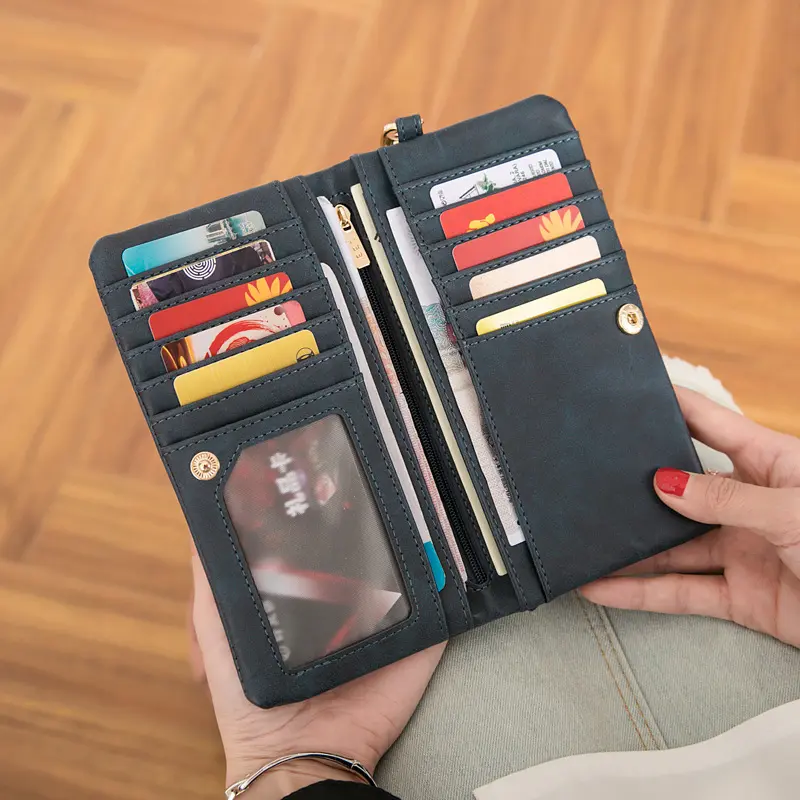 PUOU 2025 Fashion Zipper Purses Women's Wallets Envelop Long Wallet Women Long Section Clutch Wallet Soft PU Leather Money Bag