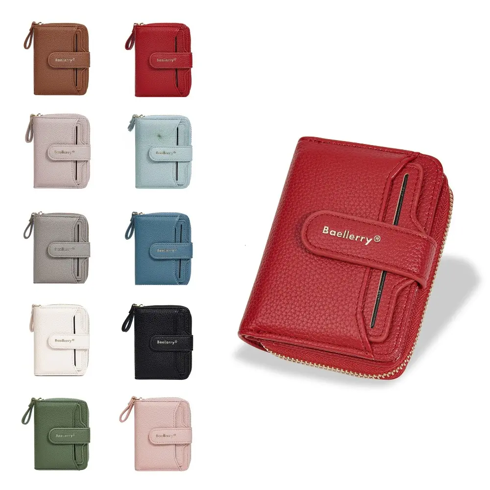 New Short Women Zipper Wallets Large Capacity Card Holder Brand Female Purses Quality Coin Pocket Photo Holder Wallet For Girls