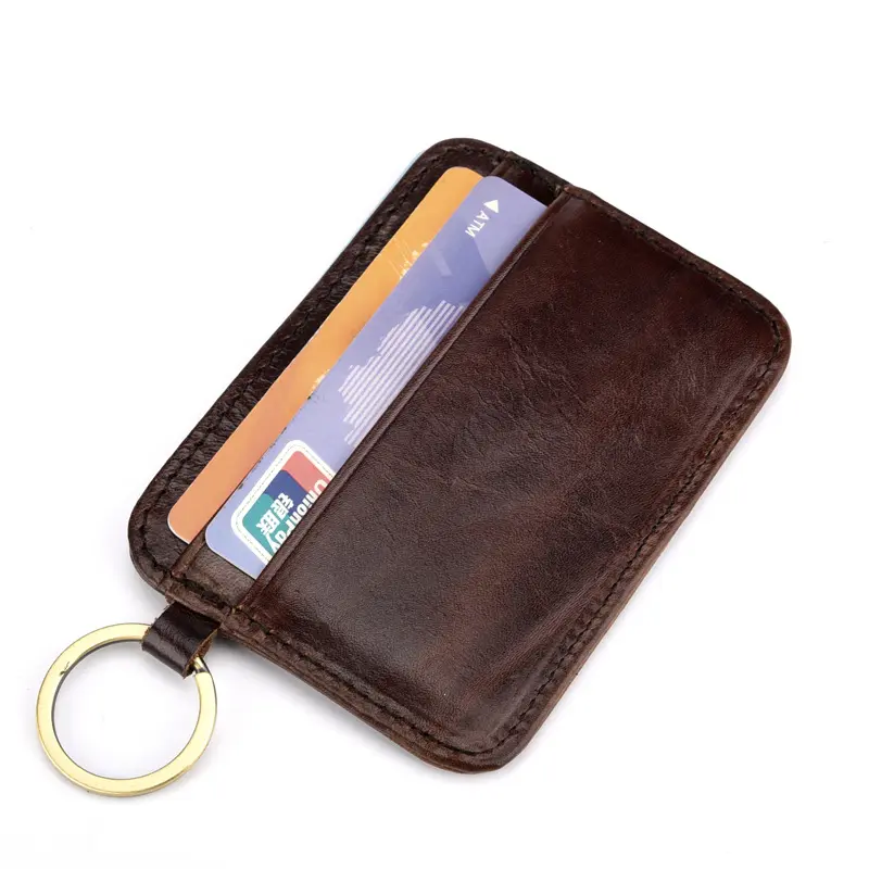 New Vintage Genuine Leather Mini Wallet Men's Credit Card Holder Slim Clutch Money Bag Small Coin Purse For Women