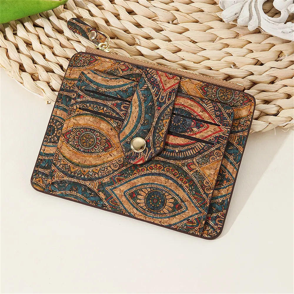 Retro Card Holder Exquisite Wallet Multi Card Case Cork Ultra Thin Card Pocket Zipper Small Wallets Big Capacity Coin Purse New