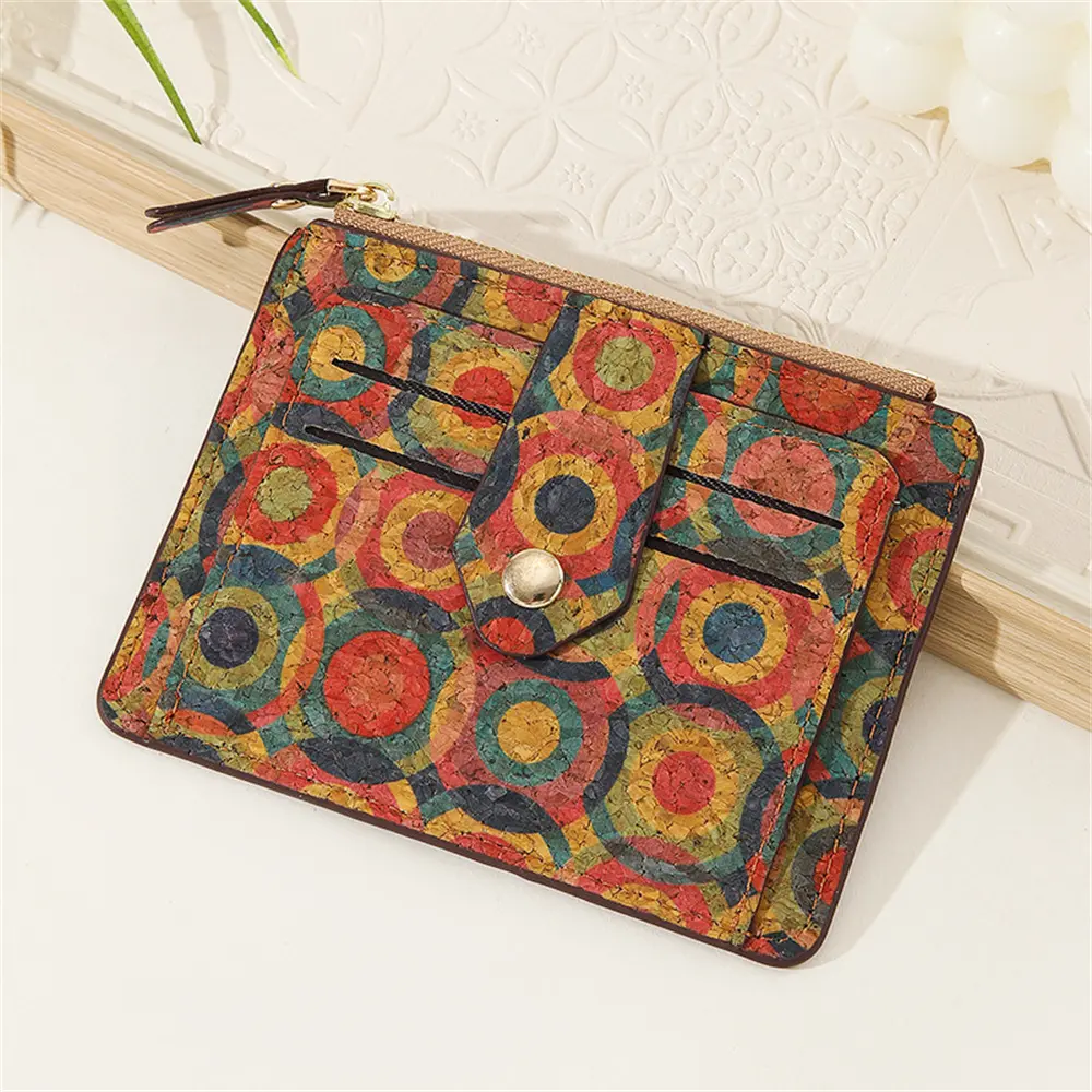 Retro Card Holder Exquisite Wallet Multi Card Case Cork Ultra Thin Card Pocket Zipper Small Wallets Big Capacity Coin Purse New