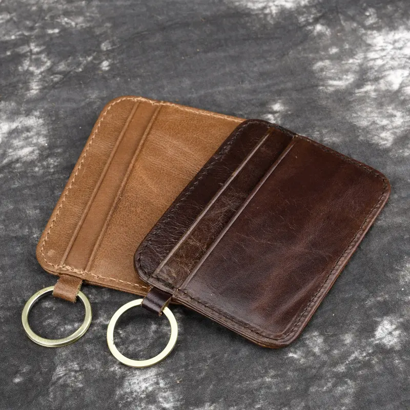 New Vintage Genuine Leather Mini Wallet Men's Credit Card Holder Slim Clutch Money Bag Small Coin Purse For Women