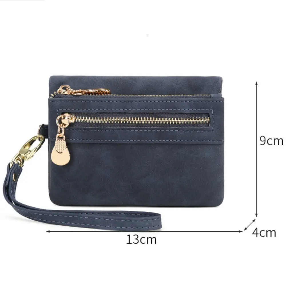 Retro foldingzipper wallet high-quality PUleather portablemultifunctional women's walletfashionable withID card window wrist bag