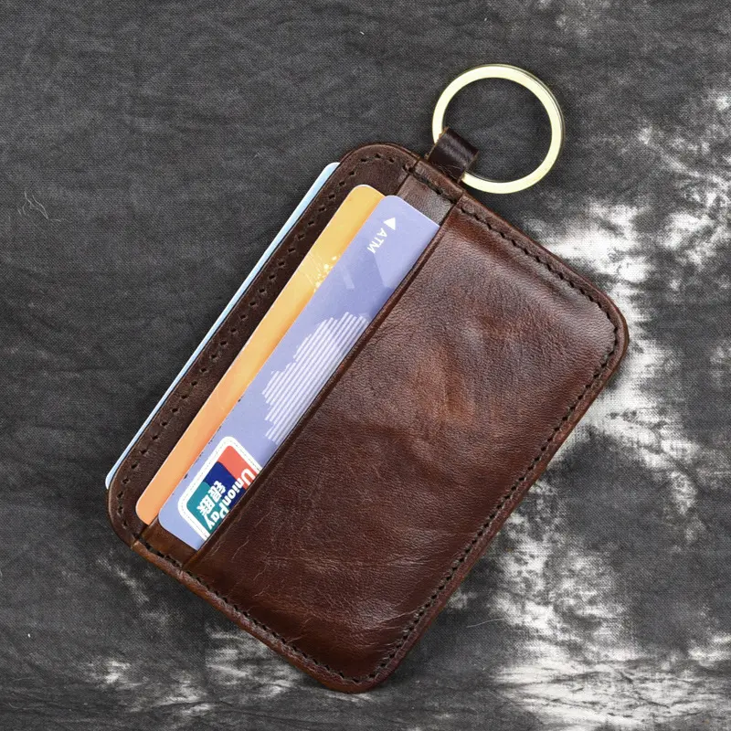 New Vintage Genuine Leather Mini Wallet Men's Credit Card Holder Slim Clutch Money Bag Small Coin Purse For Women