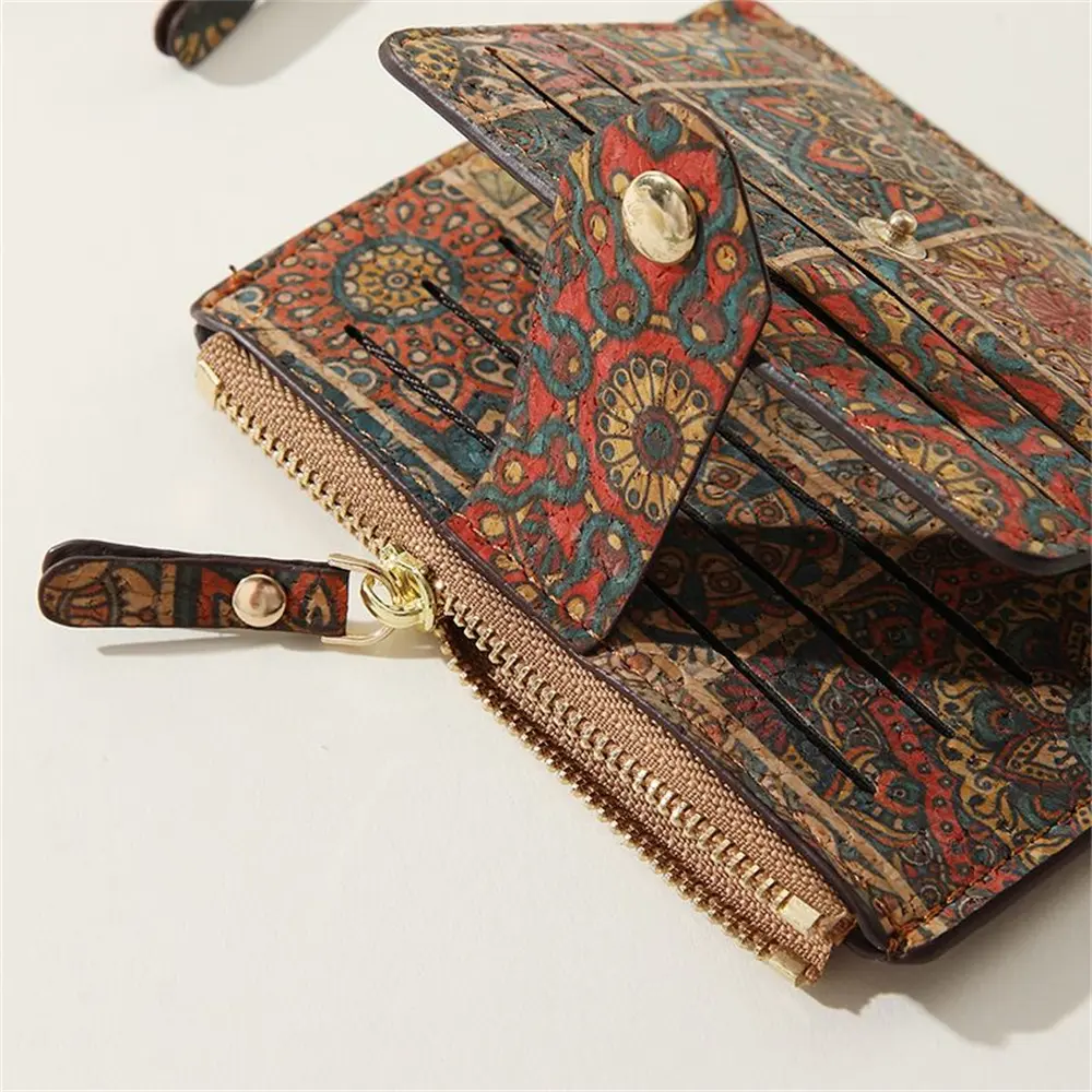 Retro Card Holder Exquisite Wallet Multi Card Case Cork Ultra Thin Card Pocket Zipper Small Wallets Big Capacity Coin Purse New