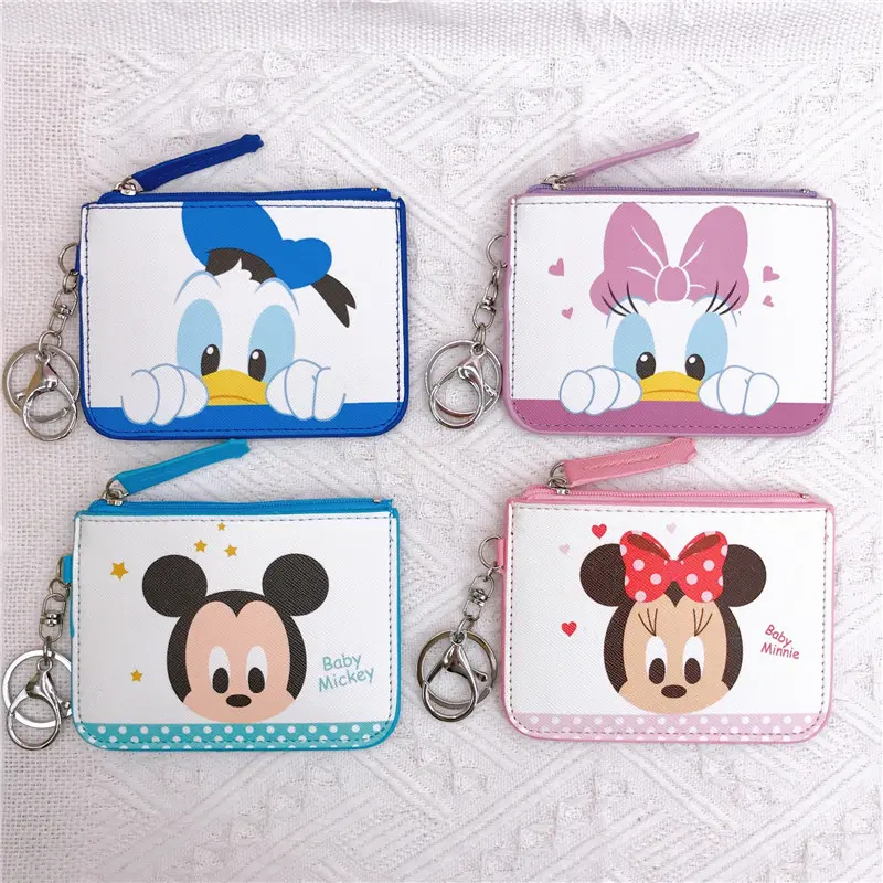 Disney Bags Mickey Mouse Coin Purses Minnie Card Holder Donald Duck Cute Wallet Daisy Coin Purses Keychains Ring