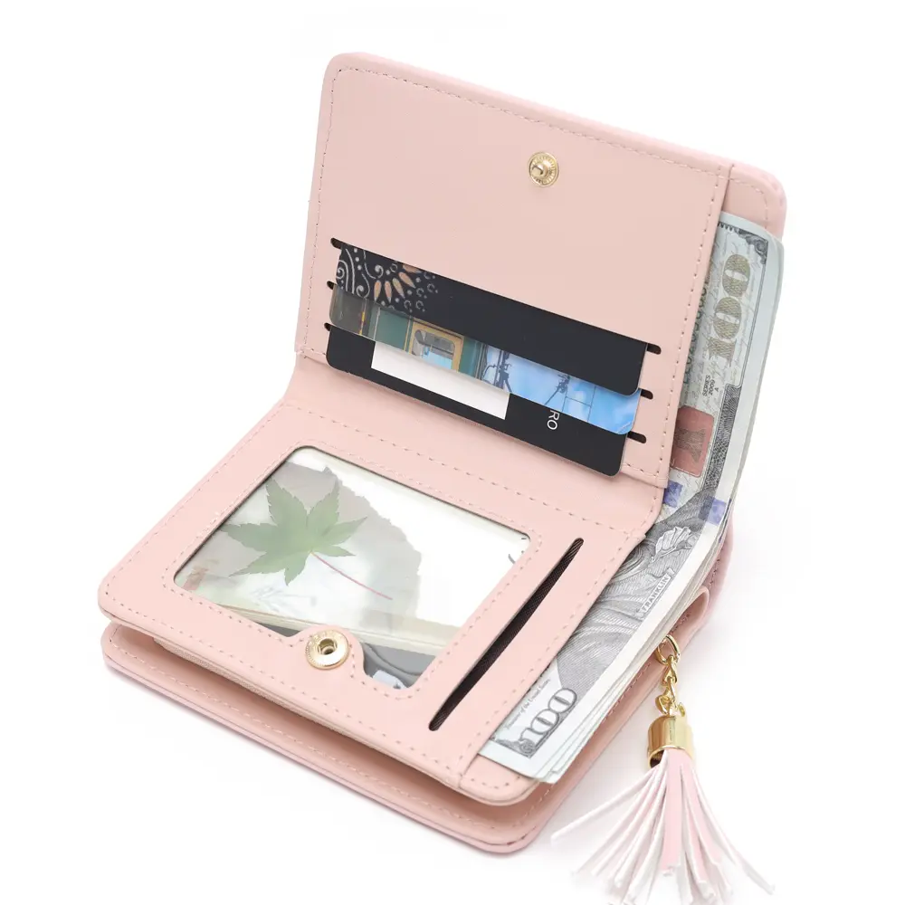 Women Cute Bow Cat Short Wallet Girls Luxury Zipper Coin Purse PU Leather Bank Credit Card Holder Female Student Small Money Bag