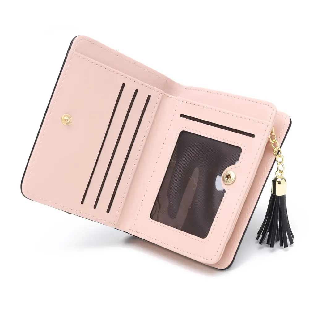 Women Cute Bow Cat Short Wallet Girls Luxury Zipper Coin Purse PU Leather Bank Credit Card Holder Female Student Small Money Bag