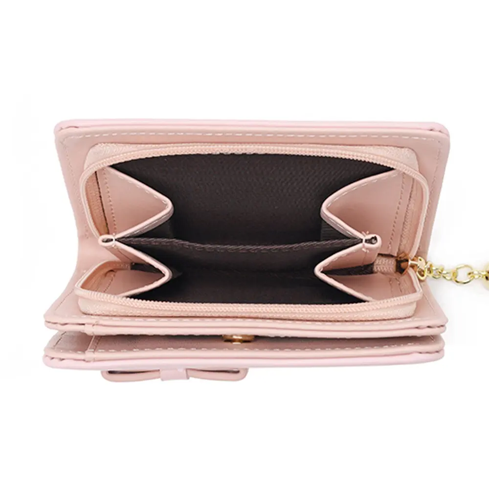 Women Cute Bow Cat Short Wallet Girls Luxury Zipper Coin Purse PU Leather Bank Credit Card Holder Female Student Small Money Bag