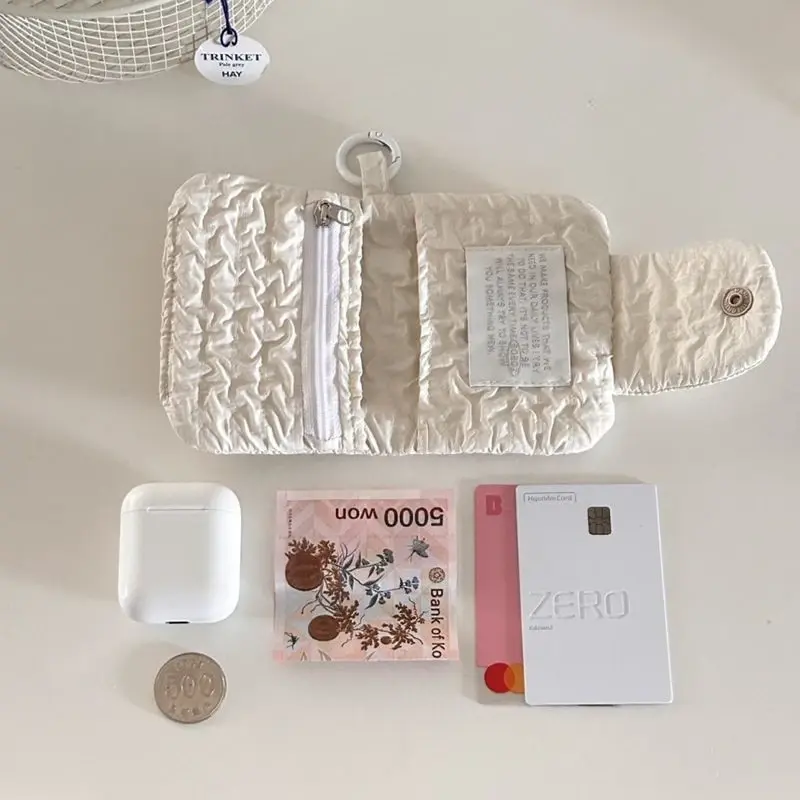 1Pc Japanese Wrinkled Coin Purse Large Capacity Short Wallet Chic Snap Card Holder Portable Mini Storage Bags for Girls Children