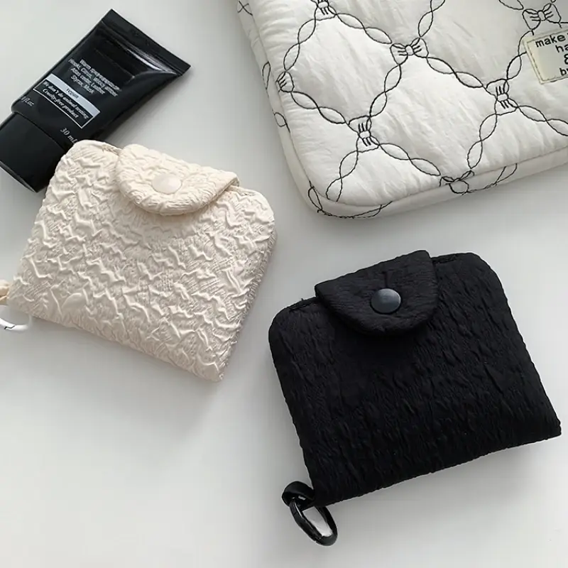 1Pc Japanese Wrinkled Coin Purse Large Capacity Short Wallet Chic Snap Card Holder Portable Mini Storage Bags for Girls Children