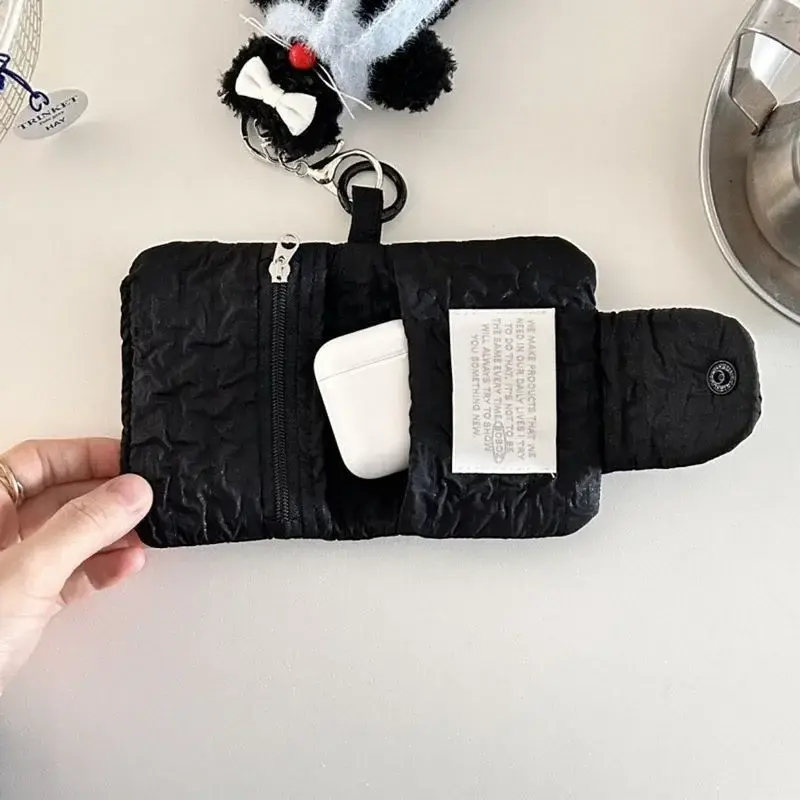 1Pc Japanese Wrinkled Coin Purse Large Capacity Short Wallet Chic Snap Card Holder Portable Mini Storage Bags for Girls Children