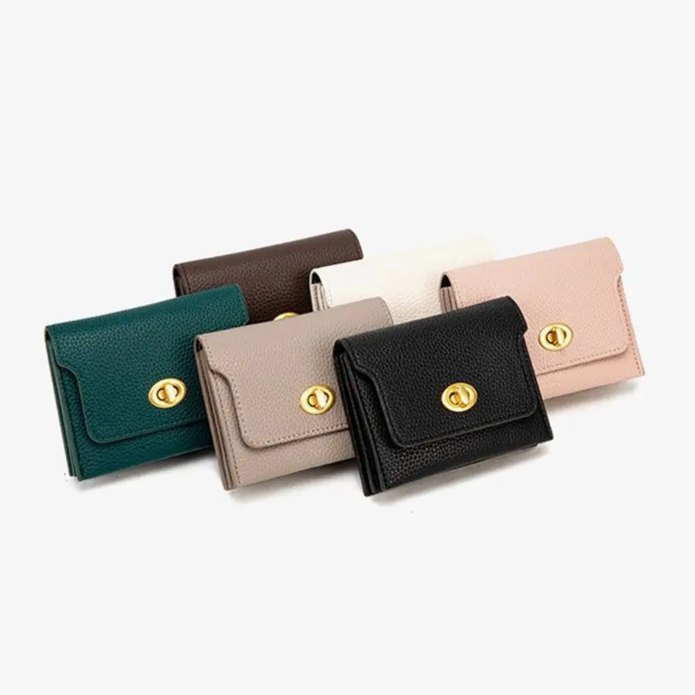 PU Leather Short Wallet Female Fashion Simple Money Bag Solid Color Mini Card Holder Coin Purse for Women Girls