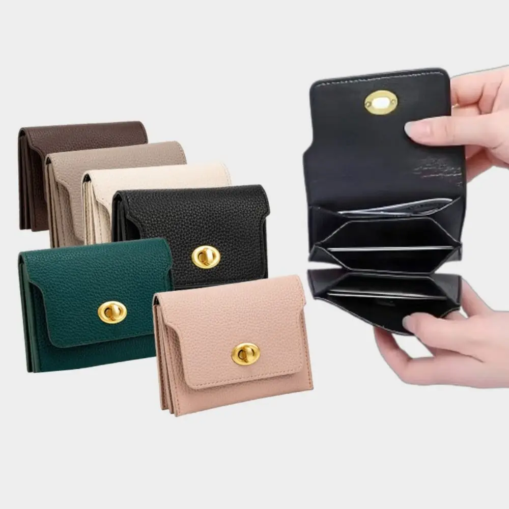 PU Leather Short Wallet Female Fashion Simple Money Bag Solid Color Mini Card Holder Coin Purse for Women Girls