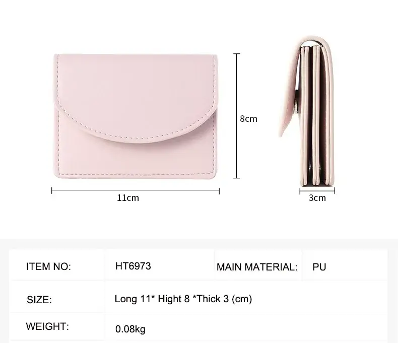 Women Wallets PU Leather Female Purse Mini Hasp Solid Multi-Cards Holder Coin Short Wallets Slim Small Wallet Zipper Hasp