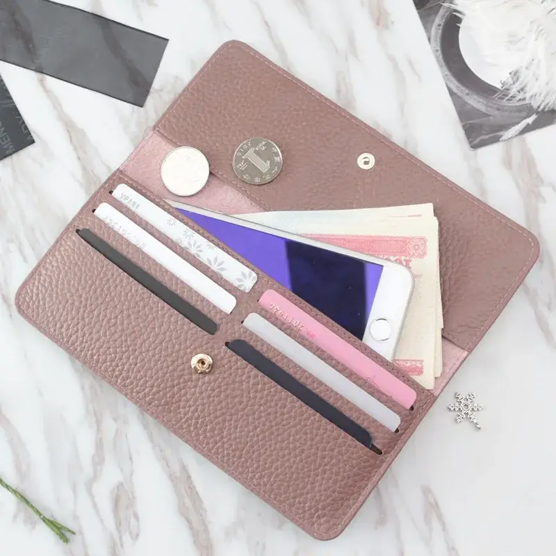Women Wallets Genuine Leather Women Long Wallet Fashion Zipper Bag Multicolor Wallet Splicing Wild Coin Purse Billetera Mujer