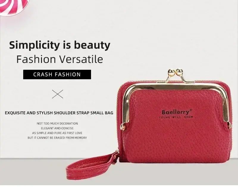 2024 New Women's PU Leather Mini Women's Wallet Wrist Strap Short Zero Wallet Coin Clip Bag Multi Card Card Bag Money Clip
