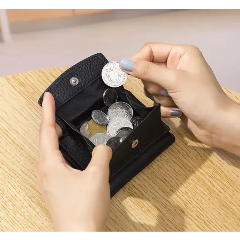 Multicolor Genuine Leather Mini Children's Wallet Japanese Coin Purse RFID Solid Color Casual Coin Purse Small Wallet for Women