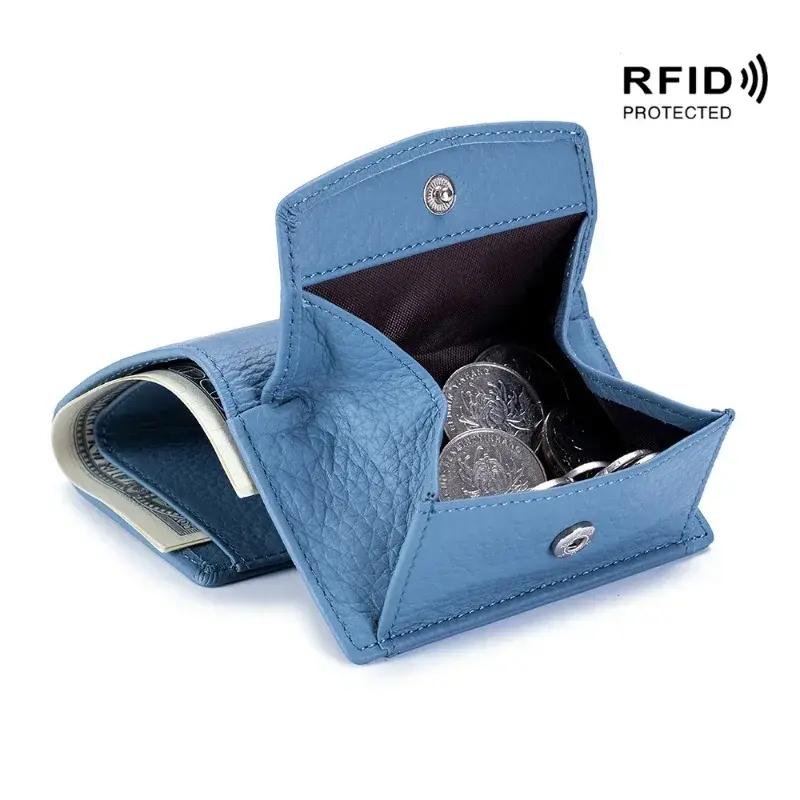 Multicolor Genuine Leather Mini Children's Wallet Japanese Coin Purse RFID Solid Color Casual Coin Purse Small Wallet for Women