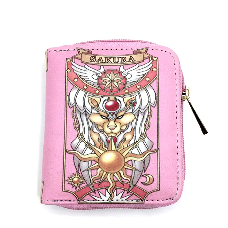 Anime Card Captor Sakura Short Women Wallets Cartoon Sakura Men's Coin Purse Zipper Money Bags