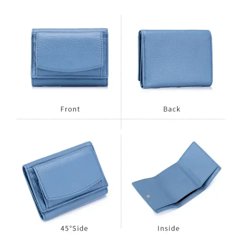 Multicolor Genuine Leather Mini Children's Wallet Japanese Coin Purse RFID Solid Color Casual Coin Purse Small Wallet for Women