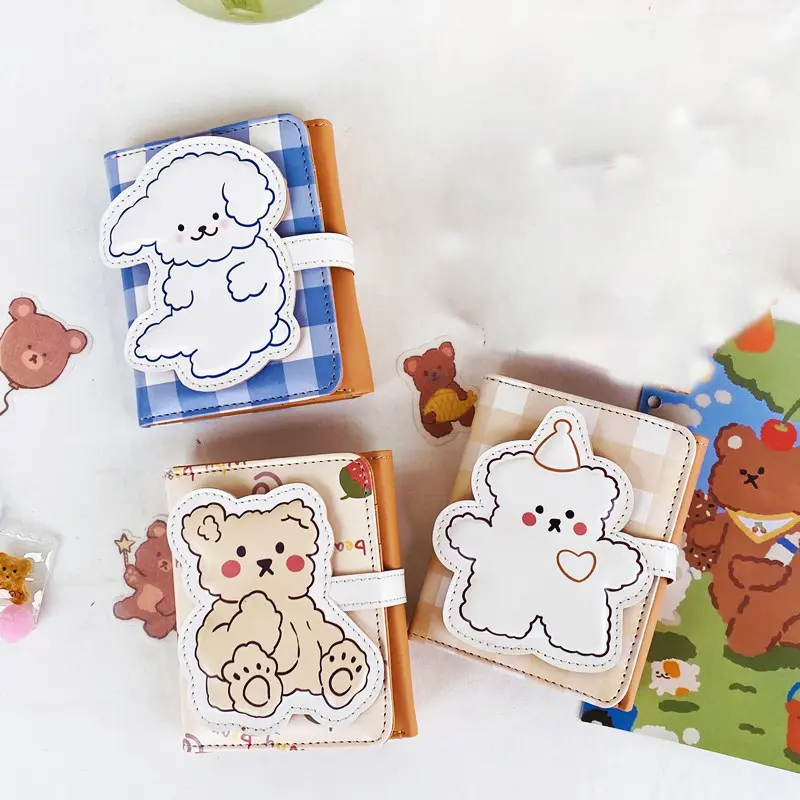 Cute Bear Women Wallet Money Bag Short Coin Purse Female Student Cartoon Card Holder Leather Card Bag Three Fold Wallet Clutch