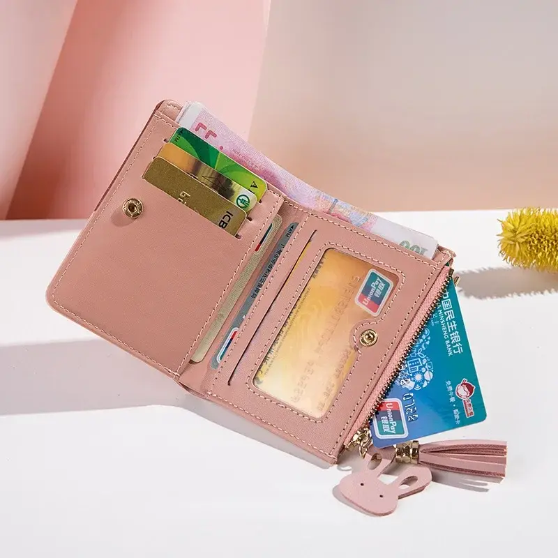 Women's Wallet PU Leather Women's Wallet Made of Leather Women Purses Card Holder Foldable Portable Lady Coin Purses