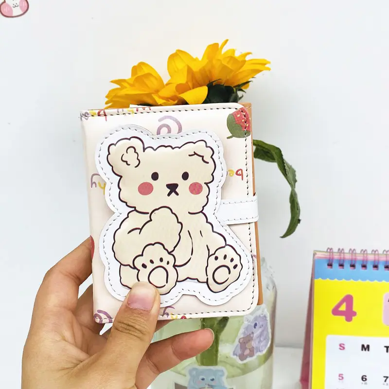 Cute Bear Women Wallet Money Bag Short Coin Purse Female Student Cartoon Card Holder Leather Card Bag Three Fold Wallet Clutch