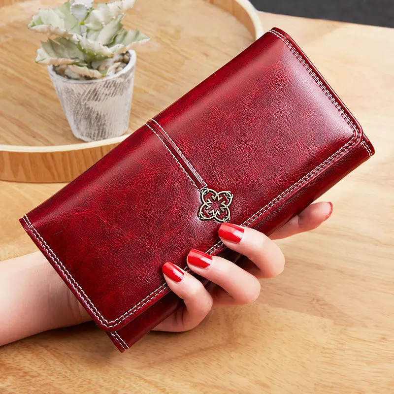 Women's Leather Wallet Woman Luxury Long Wallets Fashion Women Purses Money Bags Handbags Womens Purse Cards Holder