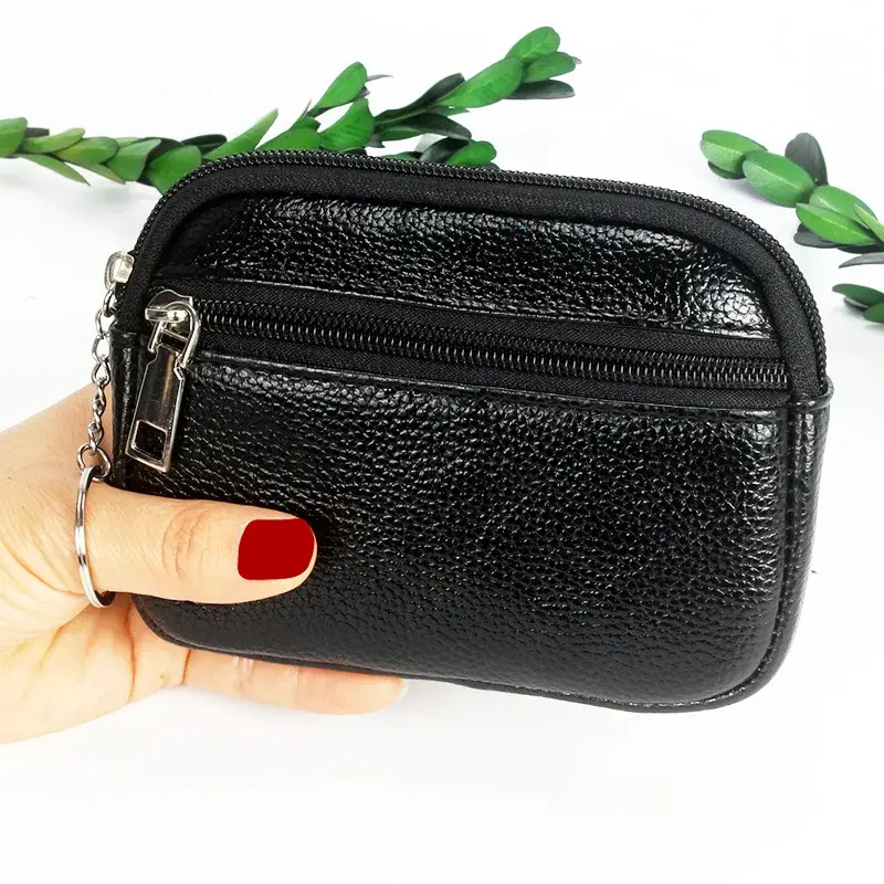 Women Mini Wallet PU Leather Female Purse Card Holder Coin Purse Short Wallets Small Purse Zipper Keychain Clutch Bag Wallet