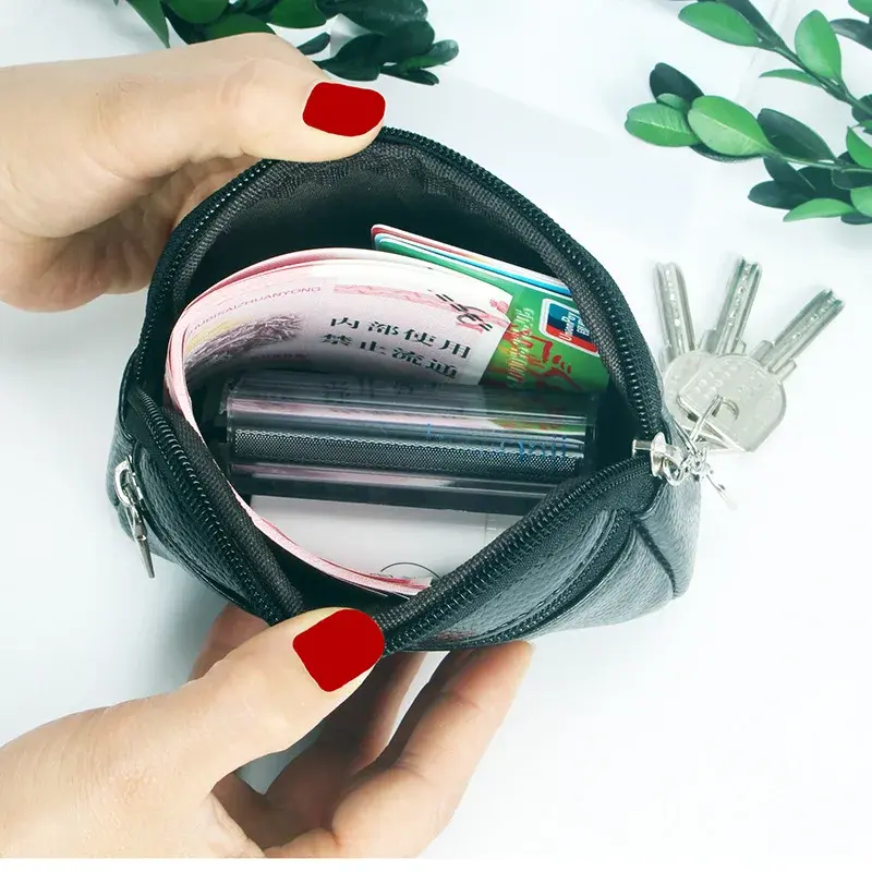 Women Mini Wallet PU Leather Female Purse Card Holder Coin Purse Short Wallets Small Purse Zipper Keychain Clutch Bag Wallet