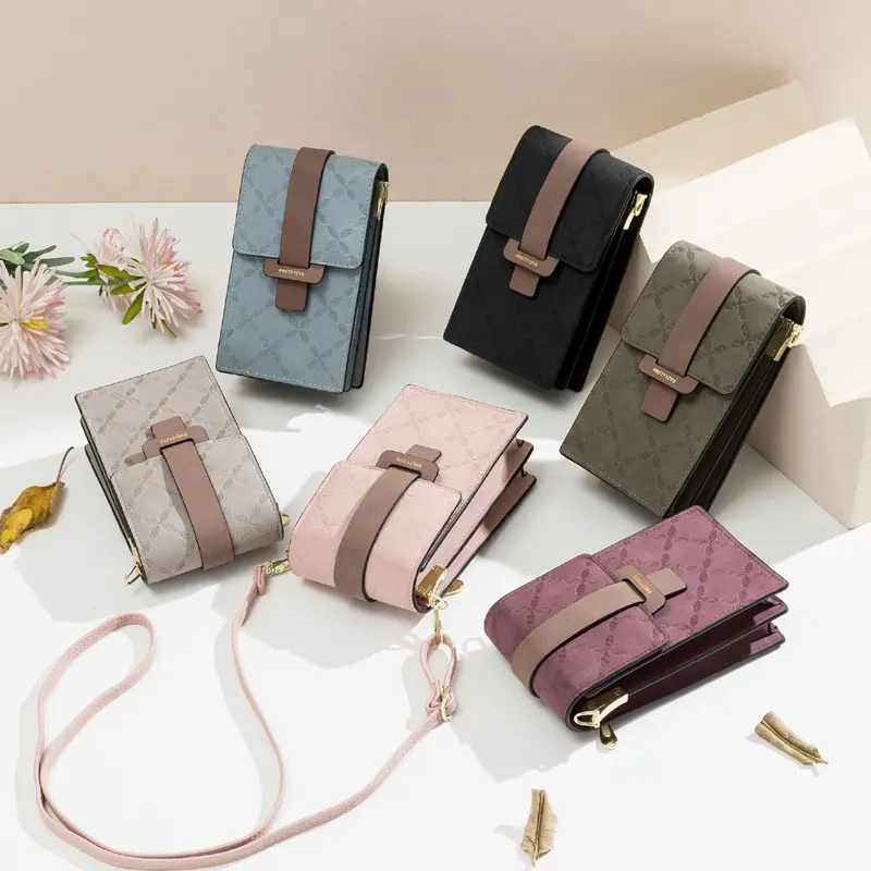 Women Wallet Flower Petals Plaid Small Shoulder Bag Messenger Flap Mobile Phone Pocket Purse Multi-Card Holder Handbag For Girls