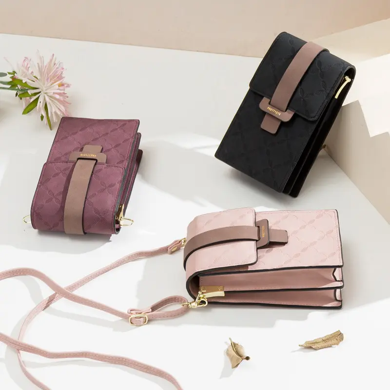 Women Wallet Flower Petals Plaid Small Shoulder Bag Messenger Flap Mobile Phone Pocket Purse Multi-Card Holder Handbag For Girls