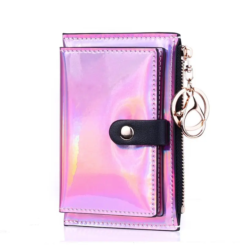 2023 New Laser Women Wallets Fashion Keychain Zipper Coin Purse Mini Small Money Bag Credit Card Holder