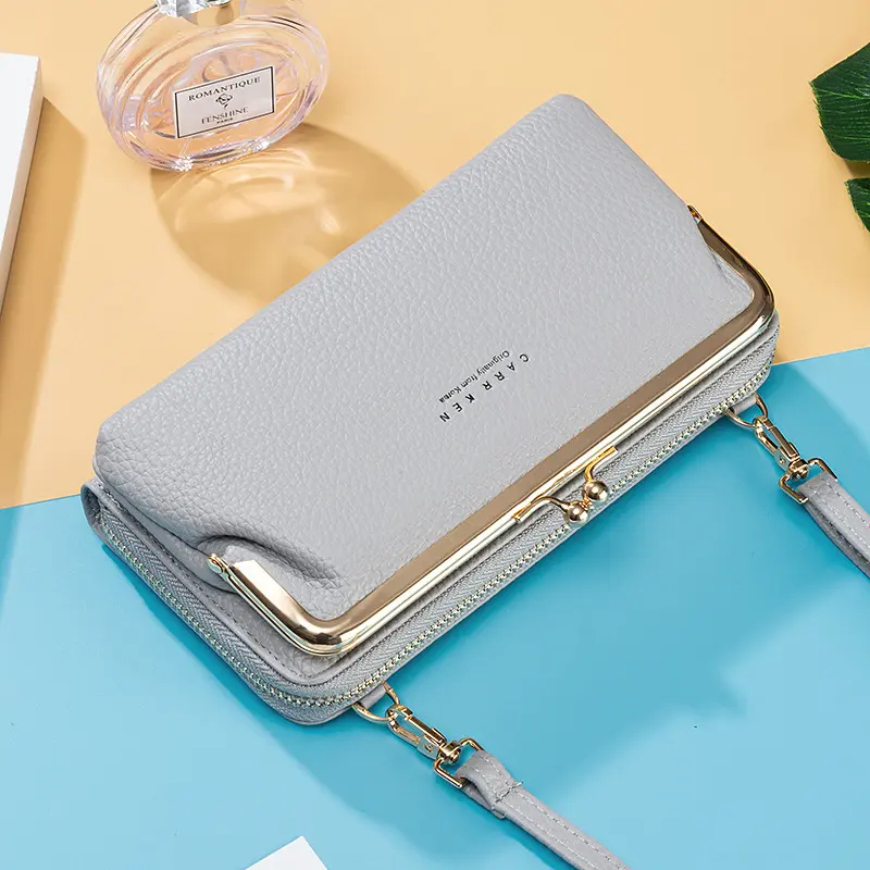 Women Mini Shoulder Bag Soft PU Leather Small Purse Long Money Wallet Mobile Phone Multifunction Credit Card Holder For Girls