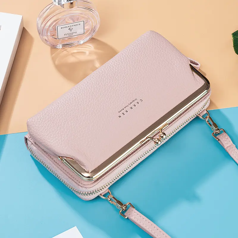Women Mini Shoulder Bag Soft PU Leather Small Purse Long Money Wallet Mobile Phone Multifunction Credit Card Holder For Girls