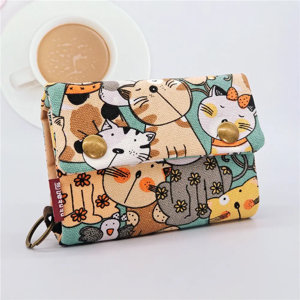 2024 Women Cotton Fabric Short Wallet for Female Large Capacity Coin Purse Card Holder Ladies Multifunction Men Purse Carteira