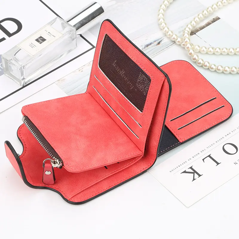 New Women PU Leather Wallets Female Short Hasp Purses Portable Coin Card Holders High Quality Money Bag Clutch Dropshipping