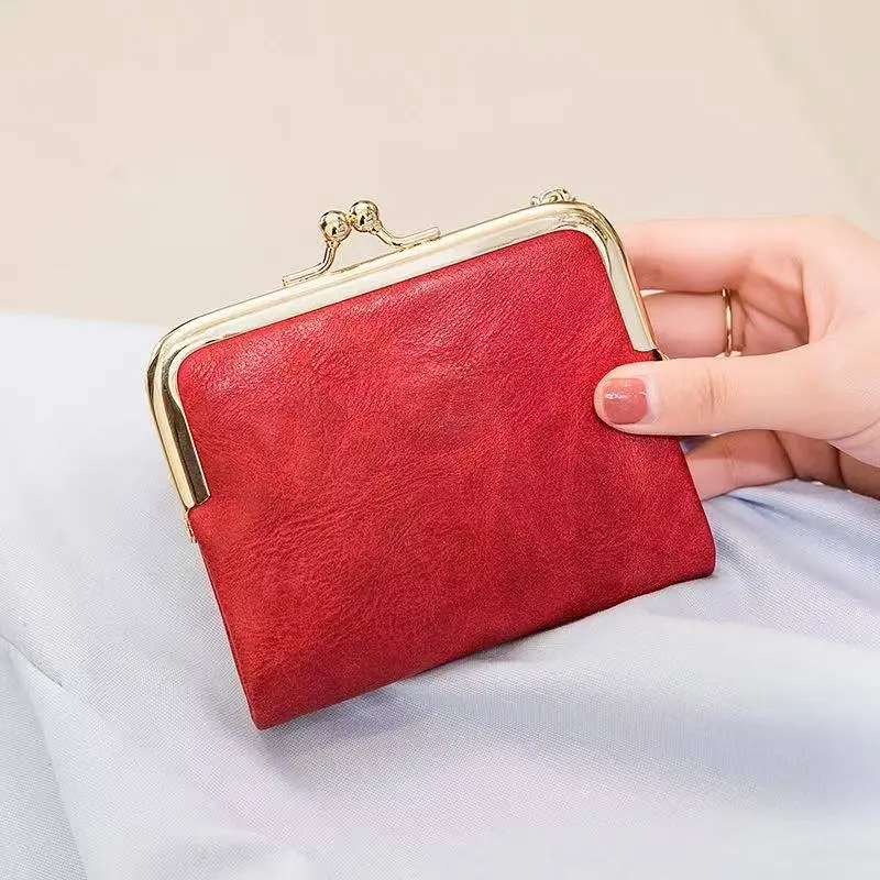 Girls' short wallet new clip coin purse retro multi-functional folding women's wallet