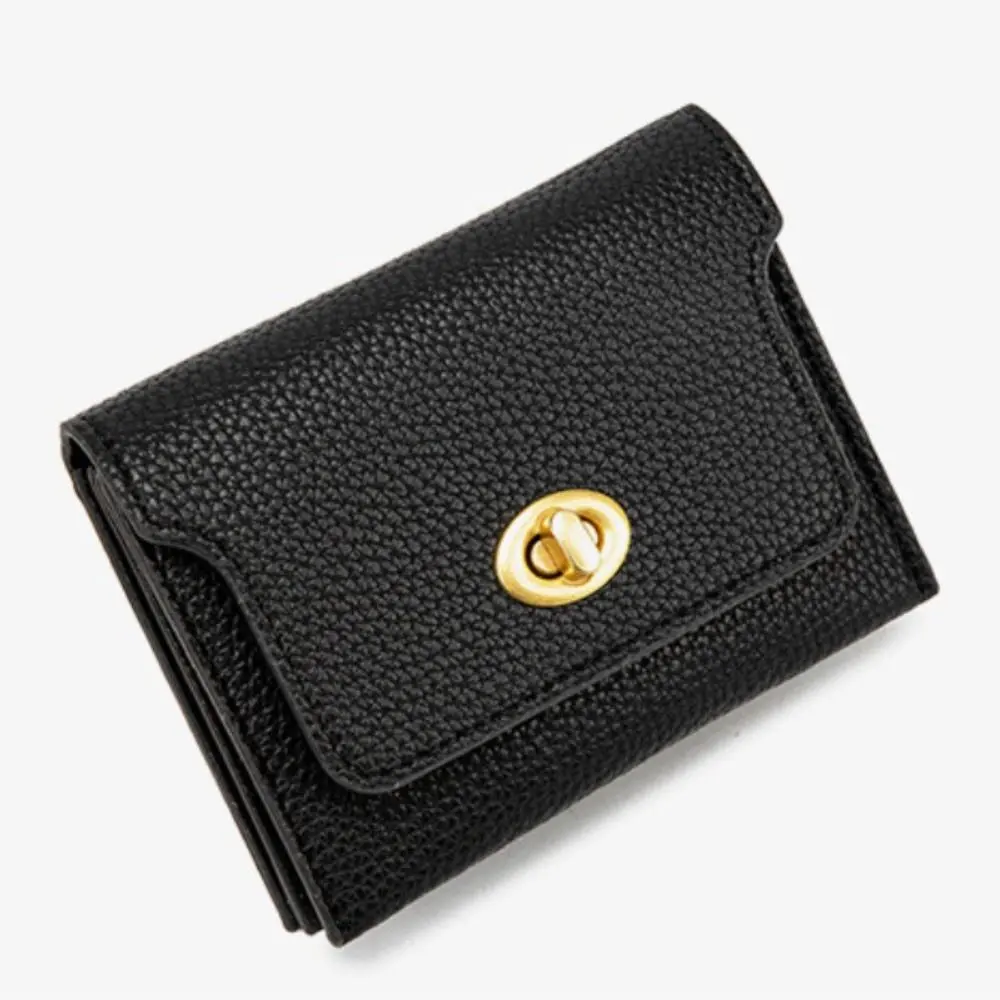 Simple Style PU Leather Short Wallet Solid Color Money Bag Mini Coin Purse Women Girls Fashion Card Holder Portable Storage Bag