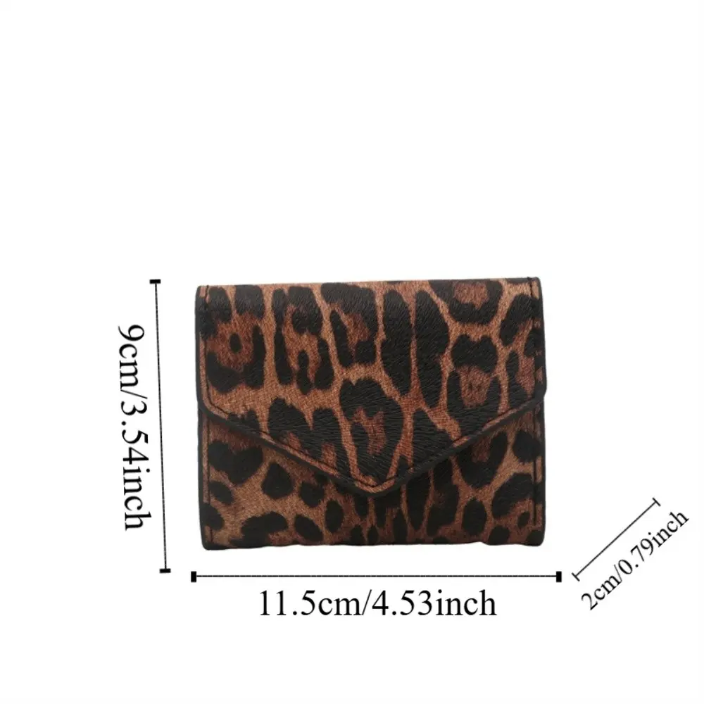 Mini Elegant Leopard Short Wallet Korean Style Card Holder Envelope Clutch Bag Handbag PU Leather Coin Purse Women