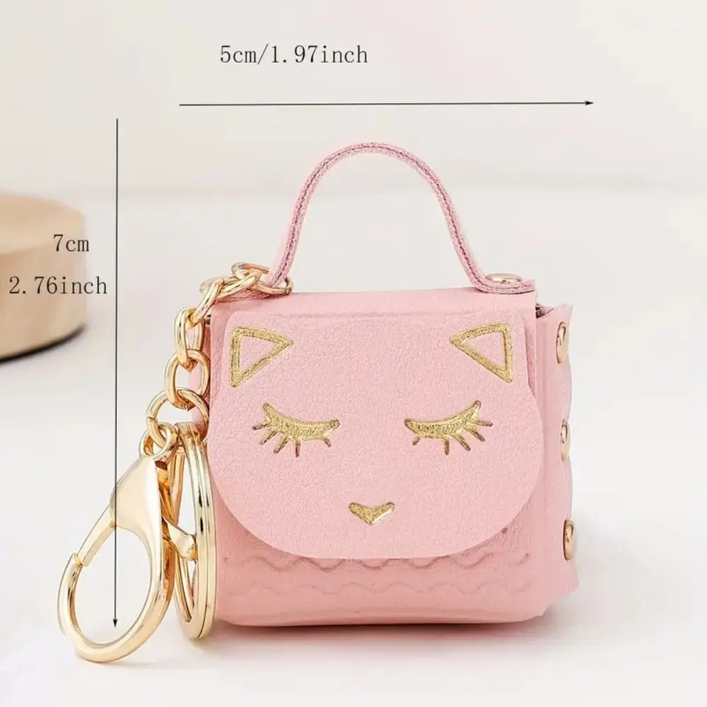 Small Womens Wallet Trendy Cat Cute Coin Pouch Faux Leather Card Wallet Women Keychain Small Coin Pouch Key Ring Bag Pendant