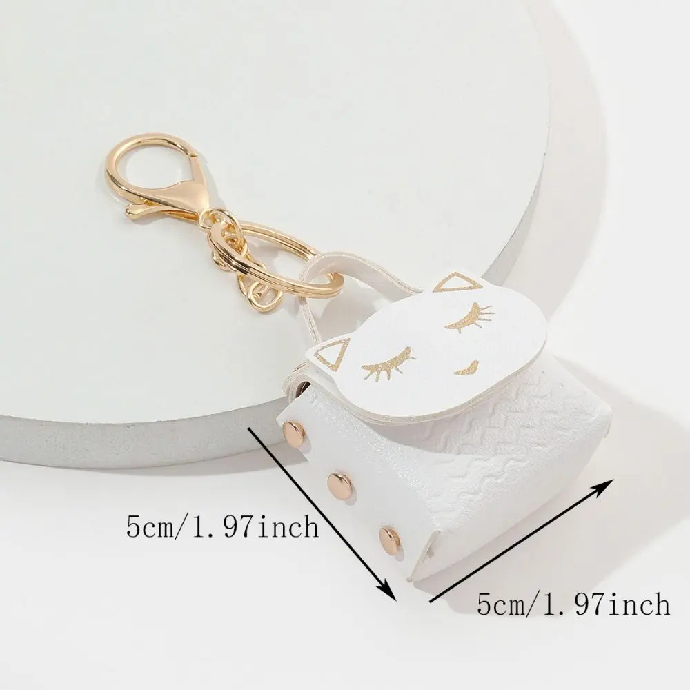 Small Womens Wallet Trendy Cat Cute Coin Pouch Faux Leather Card Wallet Women Keychain Small Coin Pouch Key Ring Bag Pendant