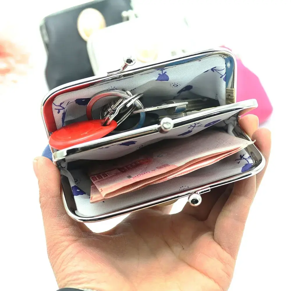 지갑 Women Coin Purse Candy Color Double Layer Card Holder Girls Simple PU Buckle Wallet Lipstick Portable Money Purse Pocket Bag