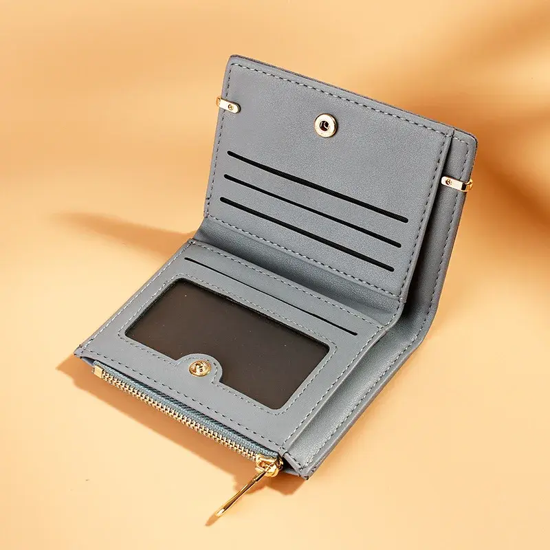 Women Wallets Leather Female Purse Mini Hasp Solid Multi-Cards Holder Fashion Coin Short Wallets Slim Small Wallet Zipper Purses