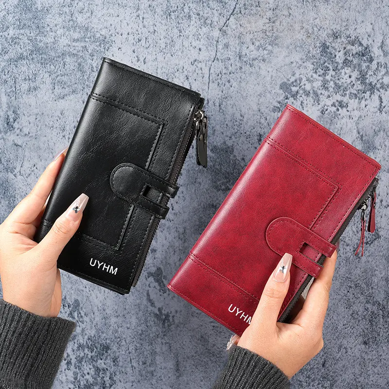 New Korean women's long wallet zipper buckle PU large-capacity multi-card change bag clutch bag female wholesale