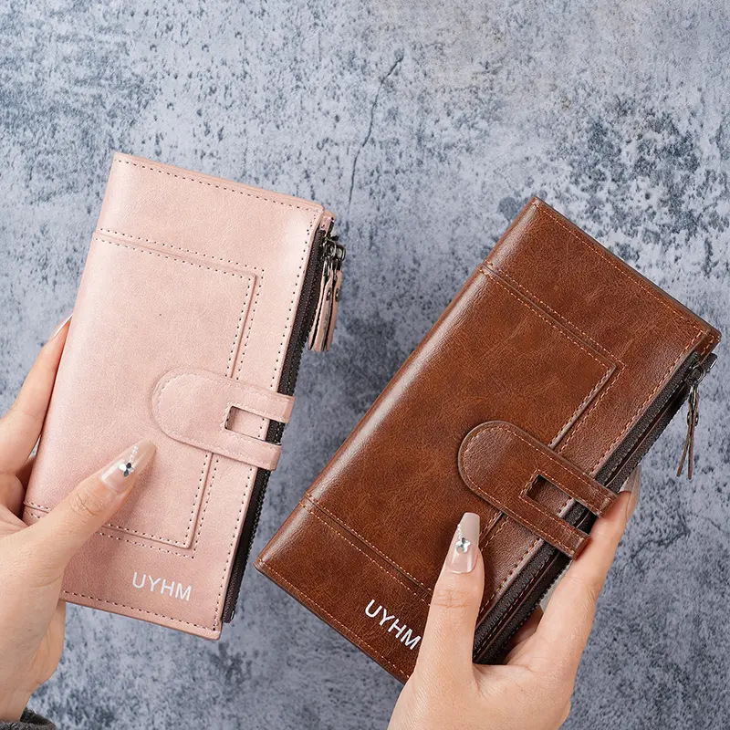 New Korean women's long wallet zipper buckle PU large-capacity multi-card change bag clutch bag female wholesale